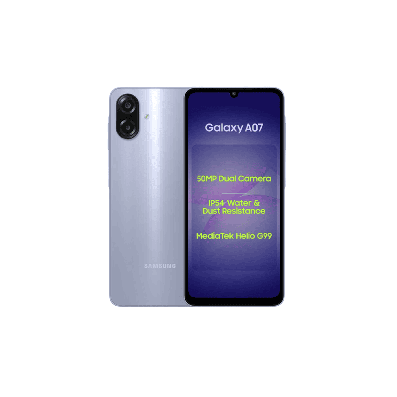 Samsung Galaxy A07 4G Smartphone (Light Voilet, 4GB RAM, 64GB Storage)