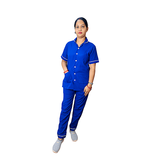 Regular Fit Stand Collar Nurse Uniform Top & Pant