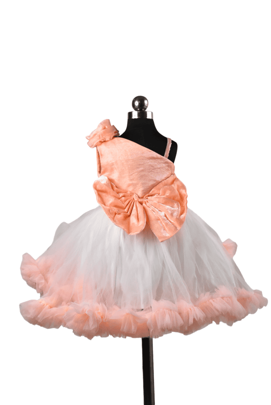 Peach White One Shoulder Tulle Dress