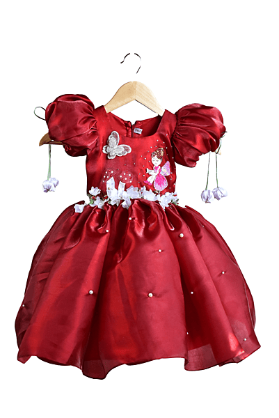 Crimson Red Enchanted Garden Dress