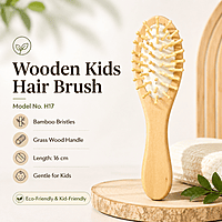 H17 KIDS WOODEN HAIR BRUSH 16CM
