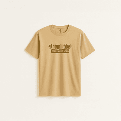 Atmanirbhar Graphic T-shirt | Light Brown