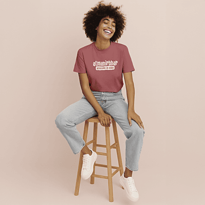 Atmanirbhar Women Graphic T-shirt | Dusty Rose