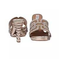 LA PARIS Women’s Gold Embellished Flat Sandals