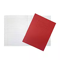 Janrax 9x7"" Red 80 Page Feint Ruled with Margin Exercise Book WF Paper with 225gsm Manilla Cover