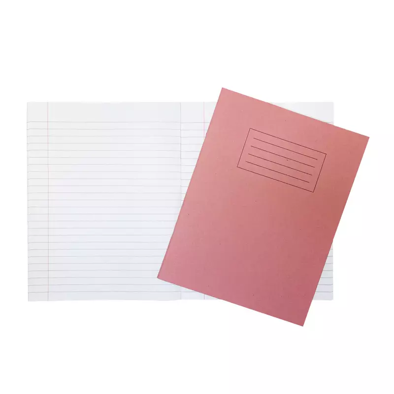 Janrax 9x7"" Pink 80 Page Feint Ruled with Margin Exercise Book WF Paper with 225gsm Manilla Cover