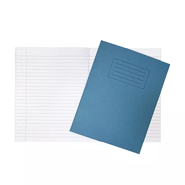 Janrax 9x7"" Light Blue 80 Page Feint Ruled with Margin Exercise Book WF Paper with 225gsm Manilla Cover