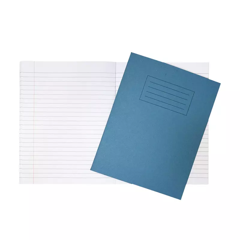 Janrax 9x7"" Light Blue 80 Page Feint Ruled with Margin Exercise Book WF Paper with 225gsm Manilla Cover