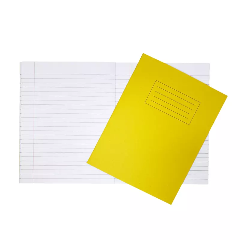 Janrax 9x7"" Yellow 80 Page Feint Ruled with Margin Exercise Book WF Paper with 225gsm Manilla Cover