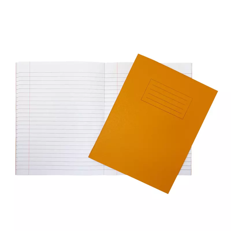 Janrax 9x7"" Orange 80 Page Feint Ruled with Margin Exercise Book WF Paper with 225gsm Manilla Cover