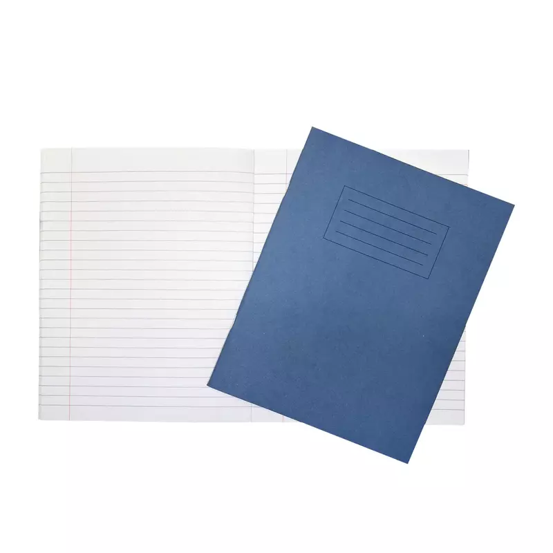 Janrax 9x7"" Dark Blue 80 Page Feint Ruled with Margin Exercise Book WF Paper with 225gsm Manilla Cover