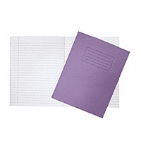 Janrax 9x7"" Purple 80 Page Feint Ruled with Margin Exercise Book WF Paper with 225gsm Manilla Cover
