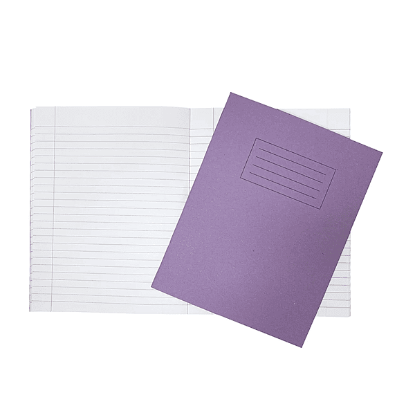 Janrax 9x7"" Purple 80 Page Feint Ruled with Margin Exercise Book WF Paper with 225gsm Manilla Cover