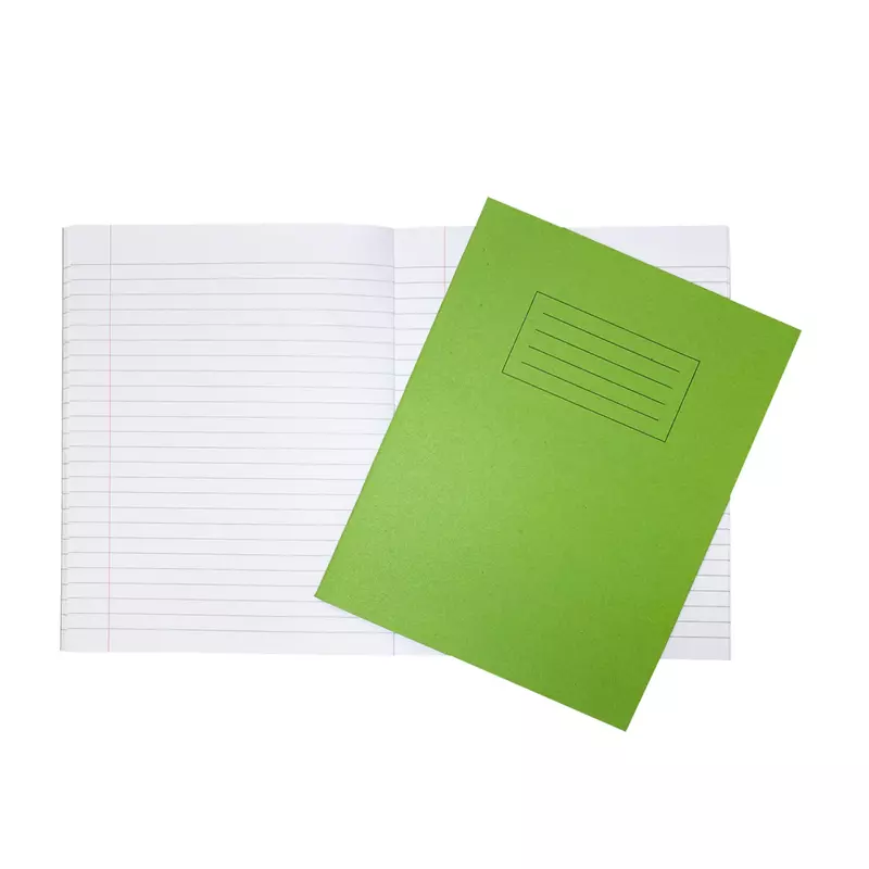 Janrax 9x7"" Green 80 Page Feint Ruled with Margin Exercise Book WF Paper with 225gsm Manilla Cover