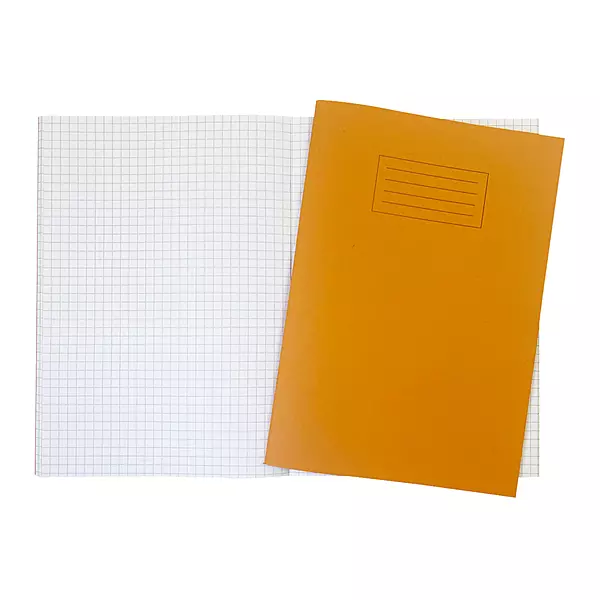 Janrax A4 Orange 80 Page 7mm Squared Paper Exercise Book WF Paper with 225gsm Manilla Cover