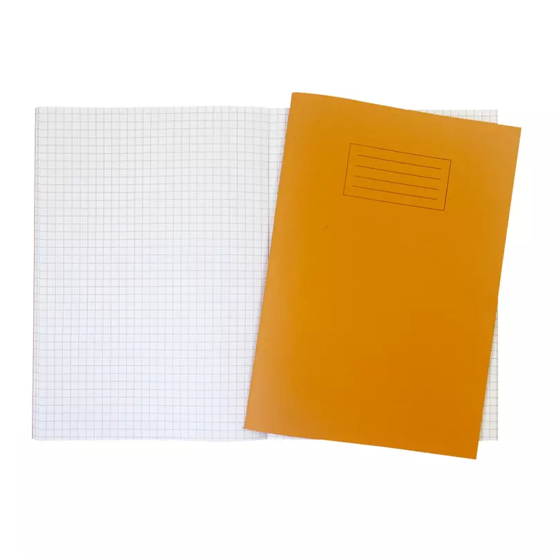 Janrax A4 Orange 80 Page 7mm Squared Paper Exercise Book WF Paper with 225gsm Manilla Cover