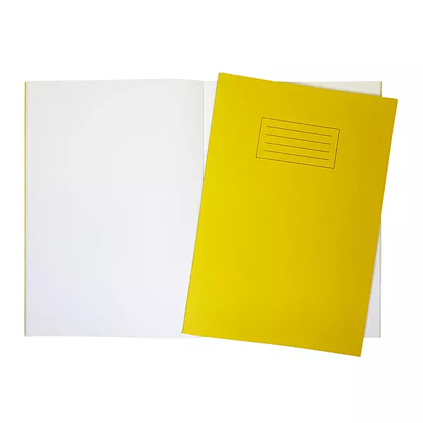 Janrax A4 Yellow 80 Page Blank Paper Exercise Book WF Paper with 225gsm Manilla Cover