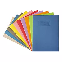 Pack of 10 Janrax A4 Assorted 80 Page Feint Ruled with Margin Exercise Books WF Paper with 225gsm Manilla Cover