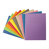 Pack of 10 Janrax 9x7"" Assorted 80 Page Feint Ruled with Margin Exercise Books WF Paper with 225gsm Manilla Cover