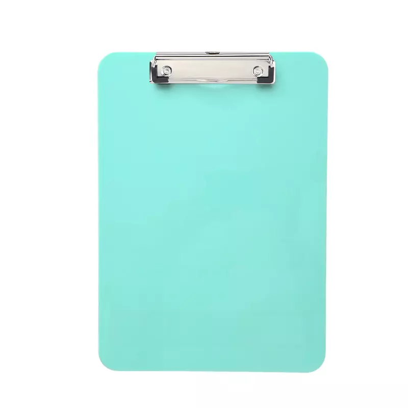 A4 Pastel Green Plastic Clipboard with Metal Clip and Round Corner