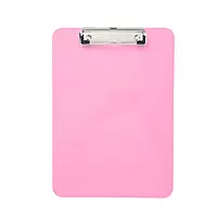 A4 Pastel Pink Plastic Clipboard with Metal Clip and Round Corner