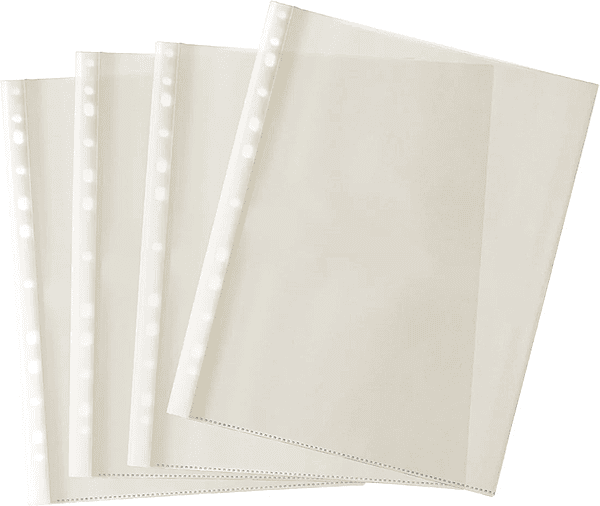 Pack of 50 A4 Glass Clear Punched Pockets by Janrax
