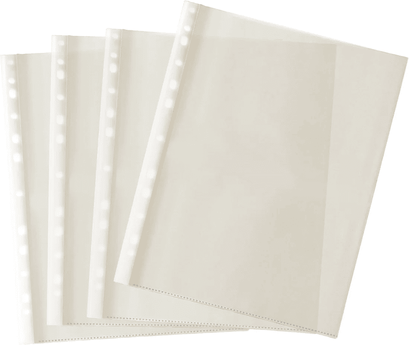 Pack of 50 A4 Glass Clear Punched Pockets by Janrax