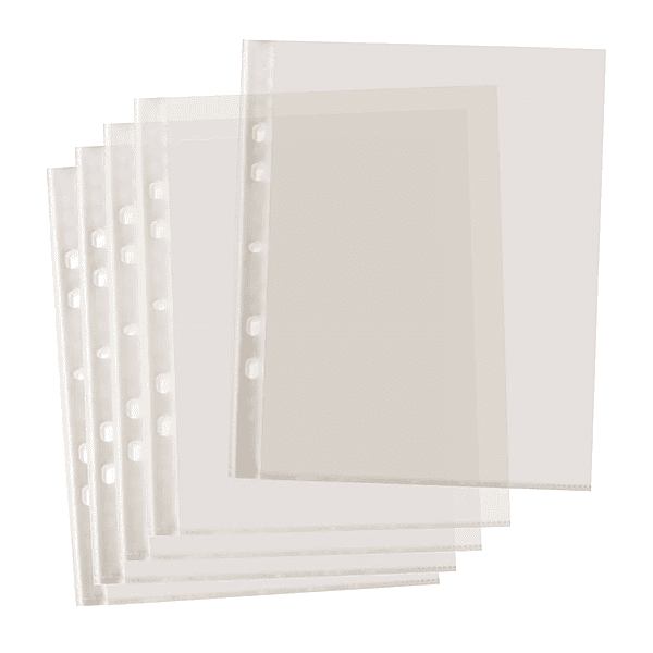 Pack of 100 A5 Glass Clear Punched Pockets by Janrax