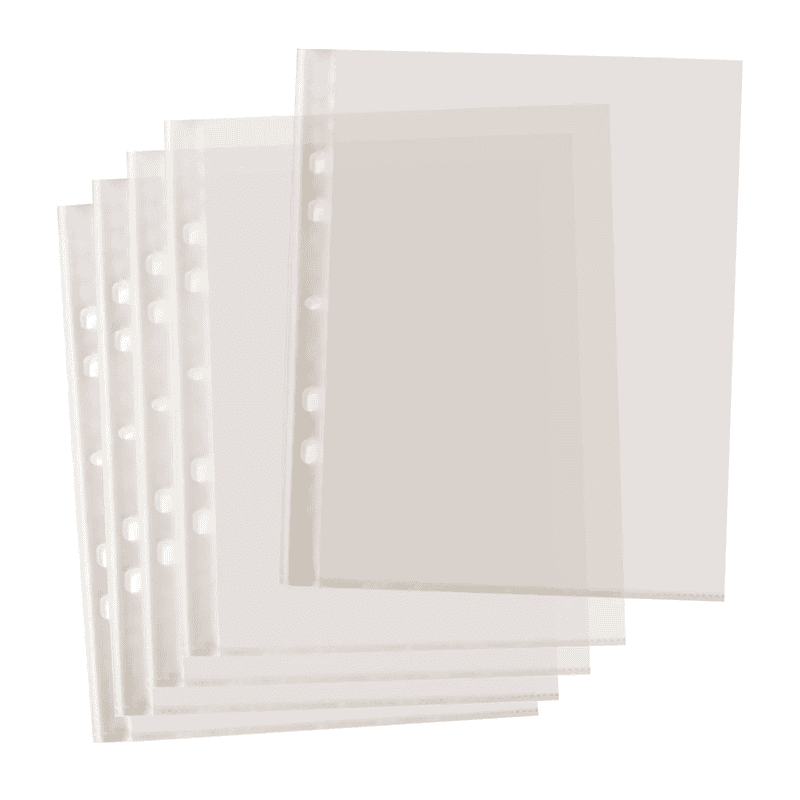 Pack of 100 A5 Glass Clear Punched Pockets by Janrax
