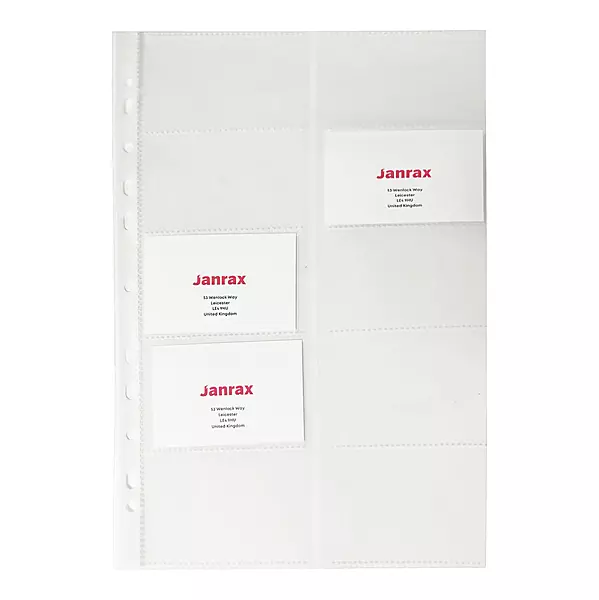 Pack of 20 Business Card Holder A4 Punched Pockets