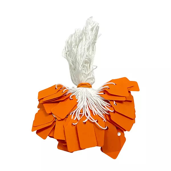 Pack of 200 Small Orange Strung Tags 13 x 20mm