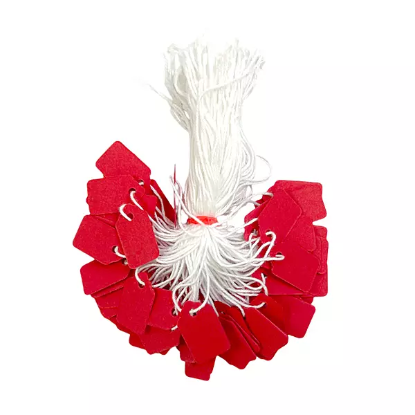 Pack of 200 Small Red Strung Tags 13 x 20mm