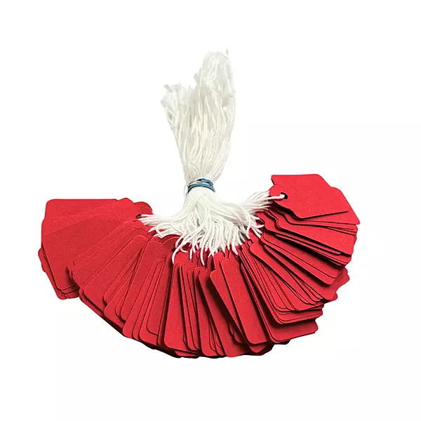 Pack of 100 Medium Red Strung Tags 25 x 39mm