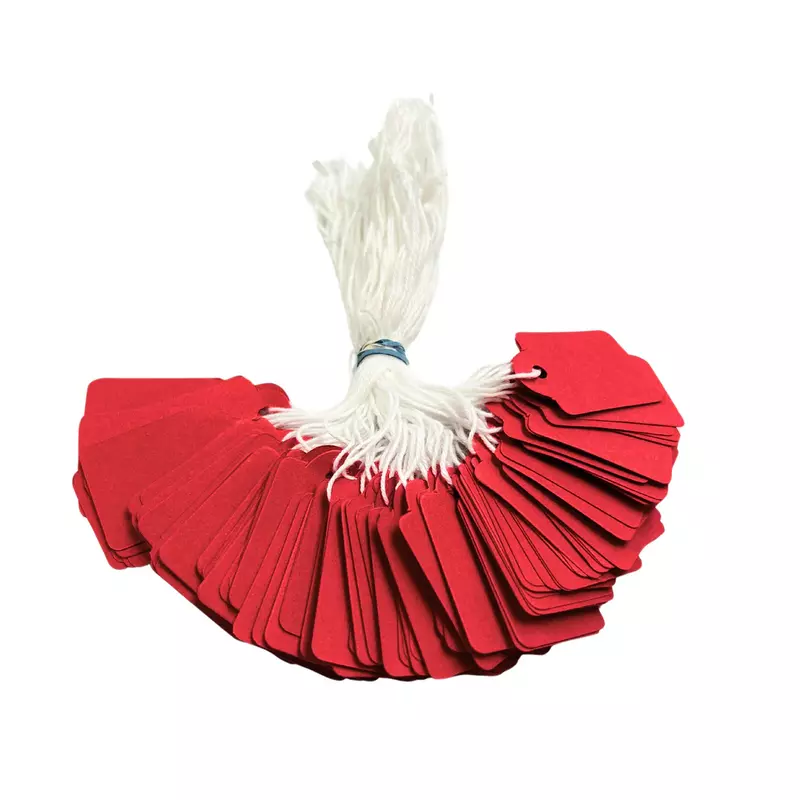 Pack of 100 Medium Red Strung Tags 25 x 39mm