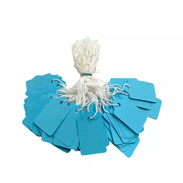 Pack of 100 Medium Blue Strung Tags 25 x 39mm