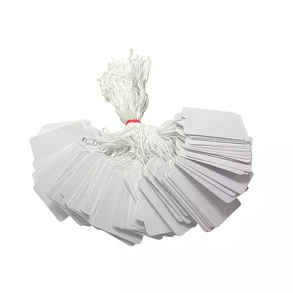 Pack of 100 Large White Strung Tags 36 x 53mm