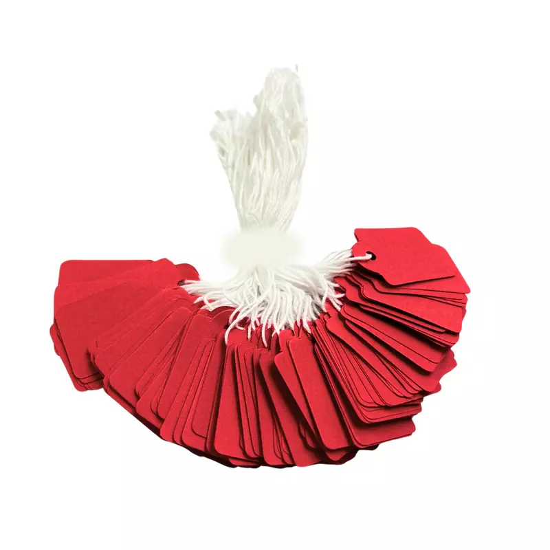 Pack of 100 Large Red Strung Tags 36 x 53mm
