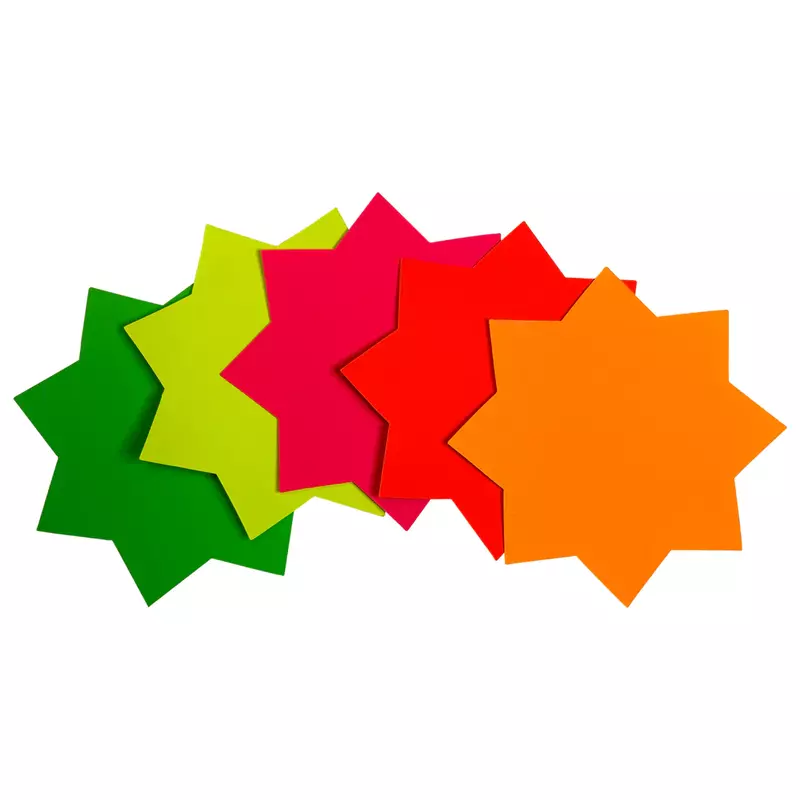 Pack of 20 Assorted Coloured Neon Fluorescent Stars 150 x 100mm