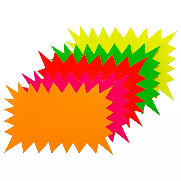 Pack of 60 Assorted Coloured Neon Fluorescent Flashes 100 x 75mm