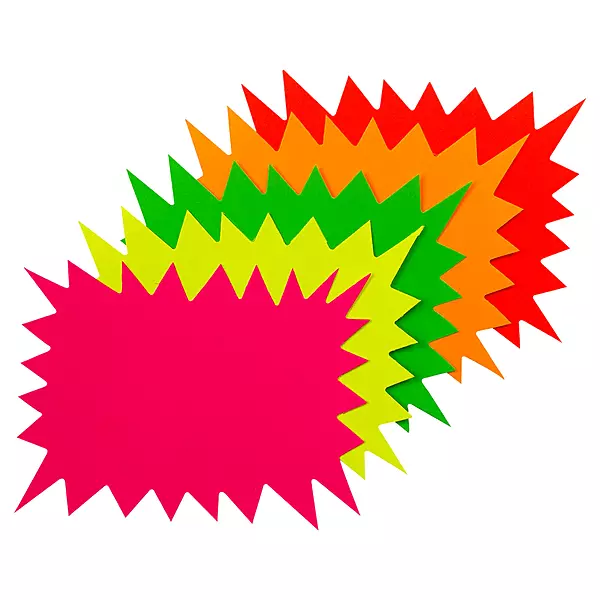 Pack of 20 Assorted Coloured Neon Fluorescent Flashes 200 x 150mm