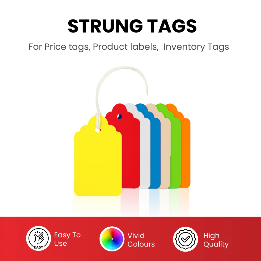 Pack of 200 Small Buff Strung Tags 13 x 20mm