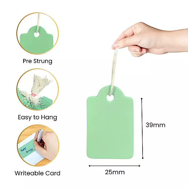 Pack of 100 Medium Buff Strung Tags 25 x 39mm