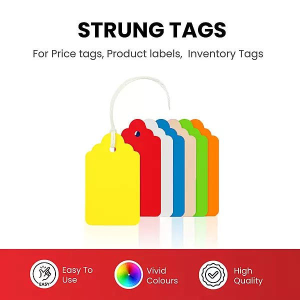 Pack of 100 Large Buff Strung Tags 36 x 53mm