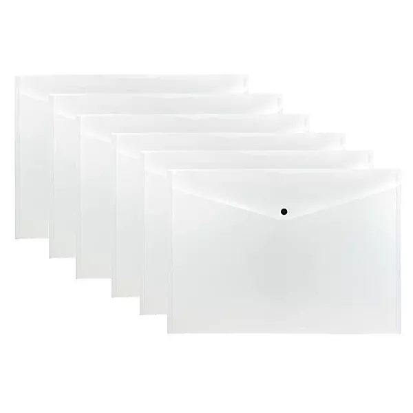 Pack of 20 Janrax A3 Clear Document Wallets - Button Stud Folder