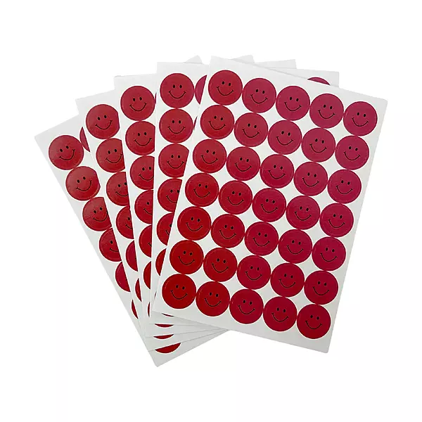 Pack of 420 Dark Pink Smile Face 24mm Self-Adhesive Labels