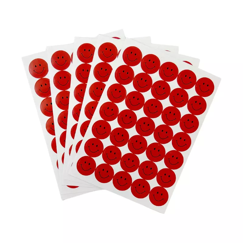 Pack of 420 Red Smile Face 24mm Self-Adhesive Labels