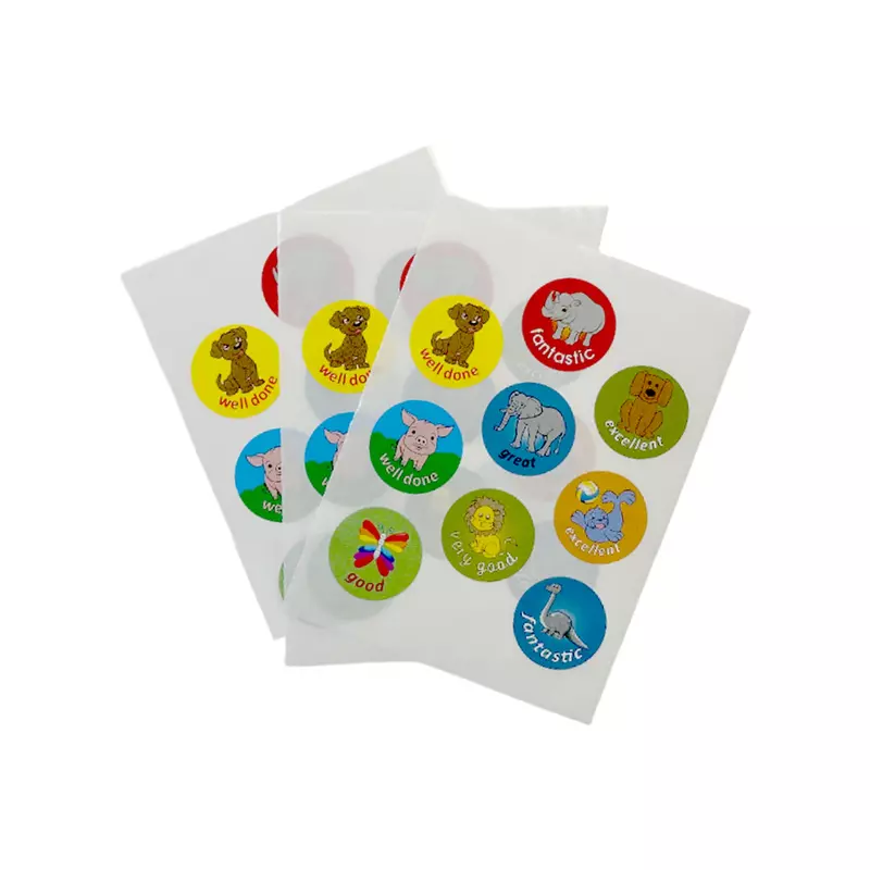 Pack of 27 Motivational Animals 24mm Round Self-Adhesive Labels