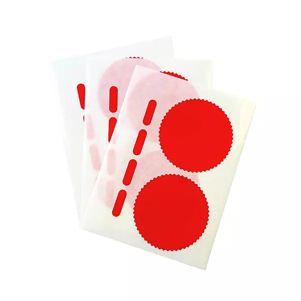 Pack of 6 Red Company Seal Labels 50mm