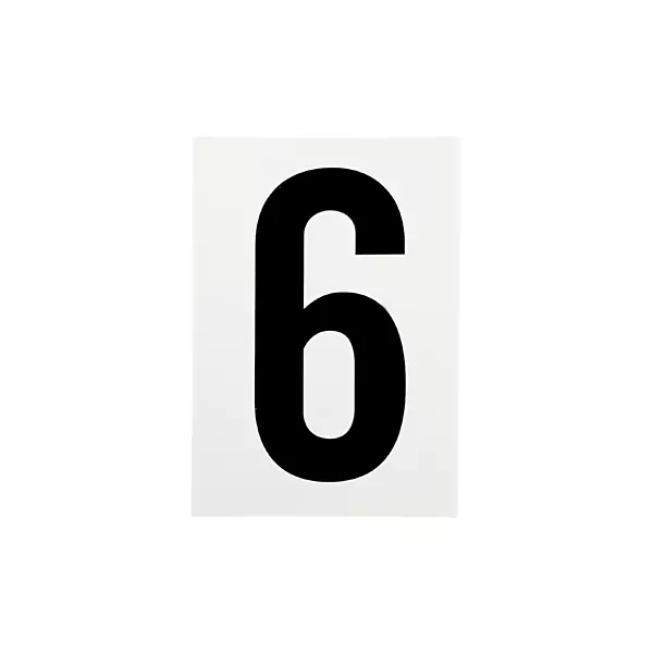 Waterproof Wheelie Bin Black Number 6 Sticker