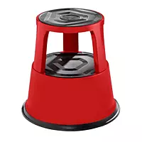 Red Metal Rolling Kick Step Stool with 150kg Capacity